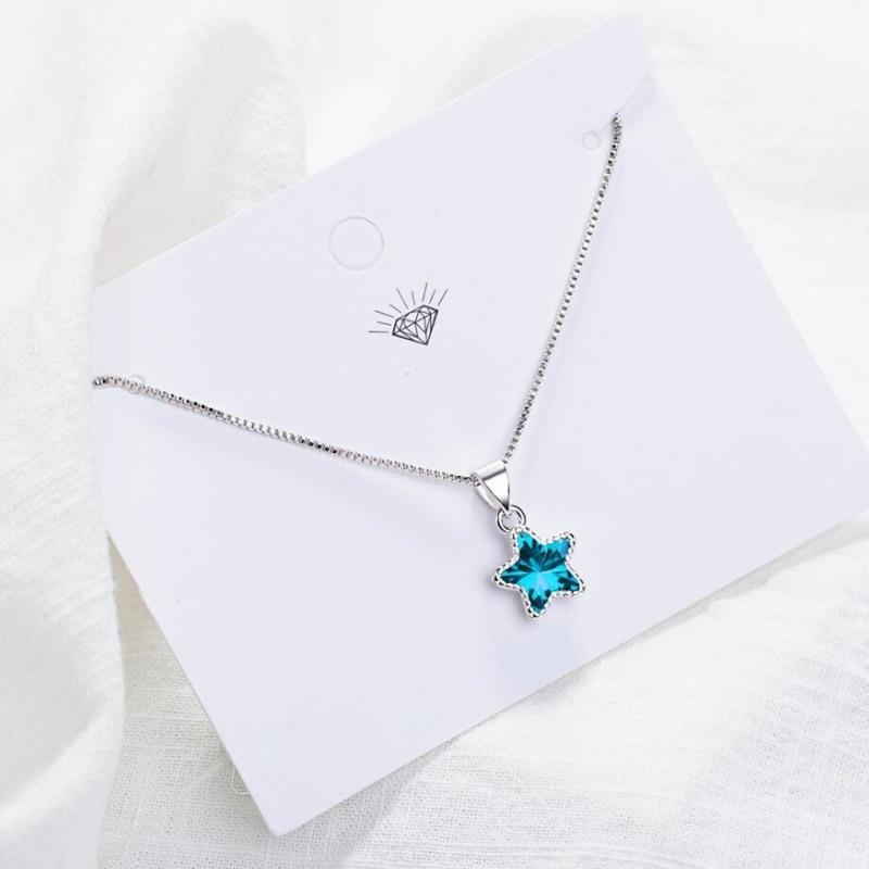Colar Mini Star Blue Crystal - Prata 925 - Pérolla Oficial