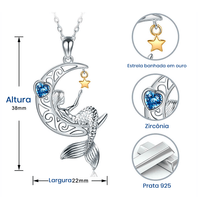 Colar Sereia ao luar Prata 925 com zirconia - Pérolla Oficial